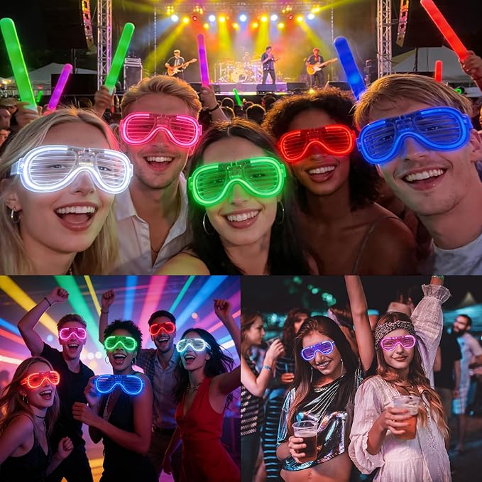 10PCS LED Light Up Glasses - 5 Neon Colors Glow in The Dark Party Supplies, Strobe Eyewear for Halloween Parties, Wedding, Birthday Bashes, Raves, Concerts & Gamer Parties