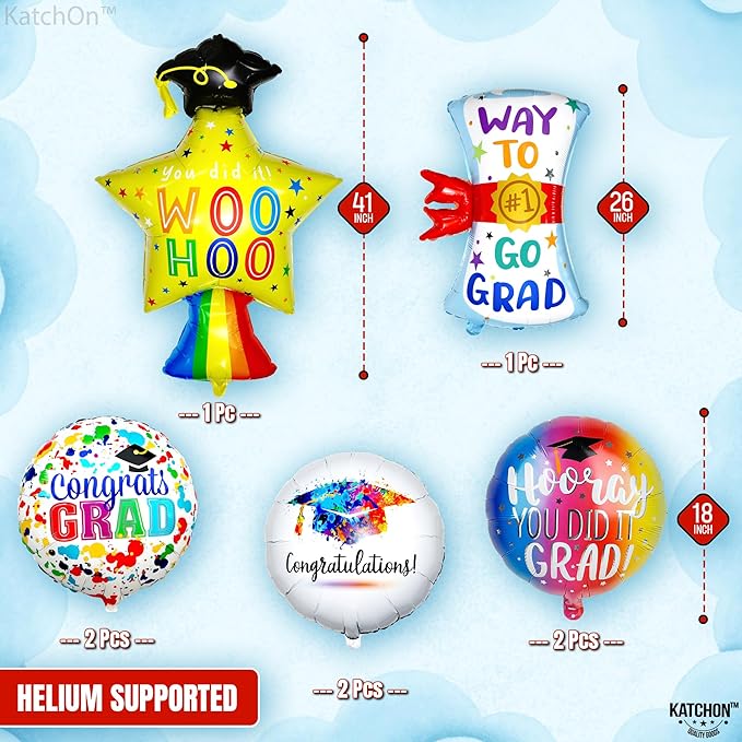 Multicolor Graduation Balloons Set -Pack of 12, Preschool Graduation Balloons, Star Balloon, Congrats Grads Balloons and Grad Banner for Graduation Decorations 2026, Congrats Grad Decorations, KatchOn