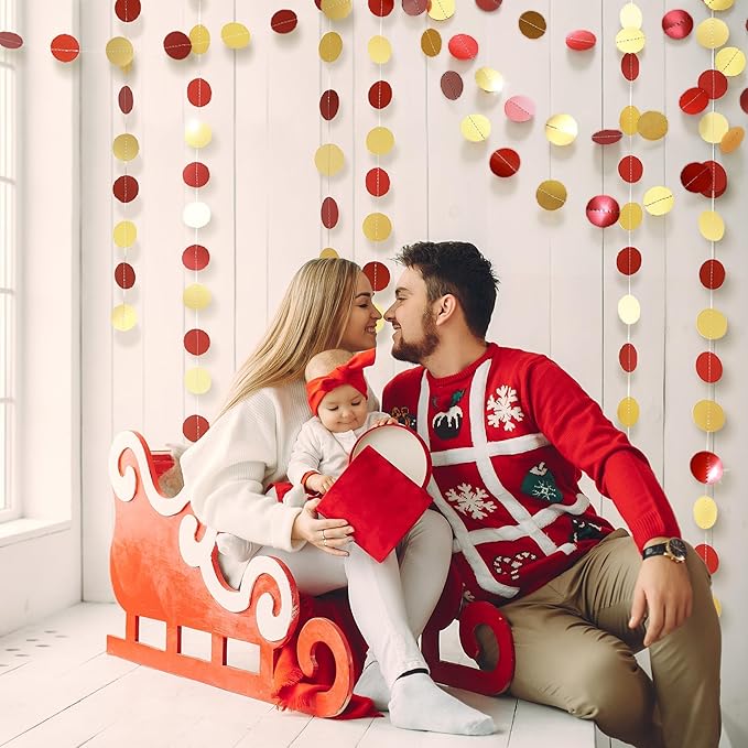 Cheerland Red and Gold Birthday Decorations Valentines Backdrop Red and Gold Garland Scarlet Maroon Party Decor Hanging Garlands Celebration for Weddings Bridal Showers Lunar New Year Valentines