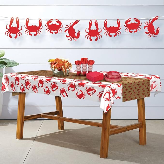 Beistle 24" x 50' Nautical Theme Crab Print Kraft Paper Table Roll, Luau Party Supplies Tablecovers
