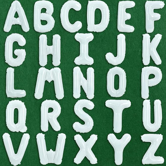 TONIFUL 52 Pieces 16 Inch White Letter A-Z Balloons,Custom Phrase Mylar Foil Alphabet Letter DIY Personalized Phrase Banner for Birthday Anniversary Celebration Graduation Party Supplies Decoration