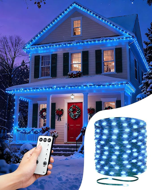 Outdoor String Lights, 328FT 1000 LED Fairy Lights, IP65 Waterproof Outside with Remote, 8 Lighting Modes Dimmable Timer Hanging LED Lamp for Camping Garden Patio Christmas Decor Yard Fence Tree