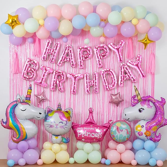 CANREVEL Happy Birthday Banner 13pcs 16 Inch Mylar Foil Letters Balloons Birthday Party Decorations for Kids and Adults - 3D Pink Heart