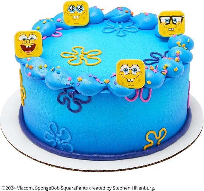 DecoPac SpongeBob SquarePants™ Mood Faces Rings, SpongeBob Cupcake Decorations Featuring SpongeBob SquarePants, Yellow - 24 Pack
