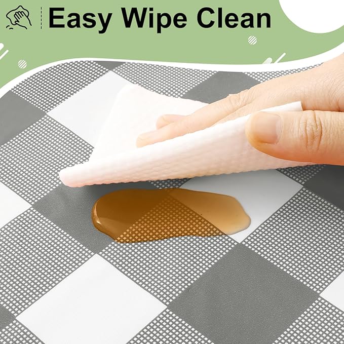 misaya 4 Packs Buffalo Disposable Table Cloth, 54 x 108 Inch Waterproof Plastic Tablecloth, Rectangle Grey and White Checkered Table Covers for Picnic, Birthday, Party