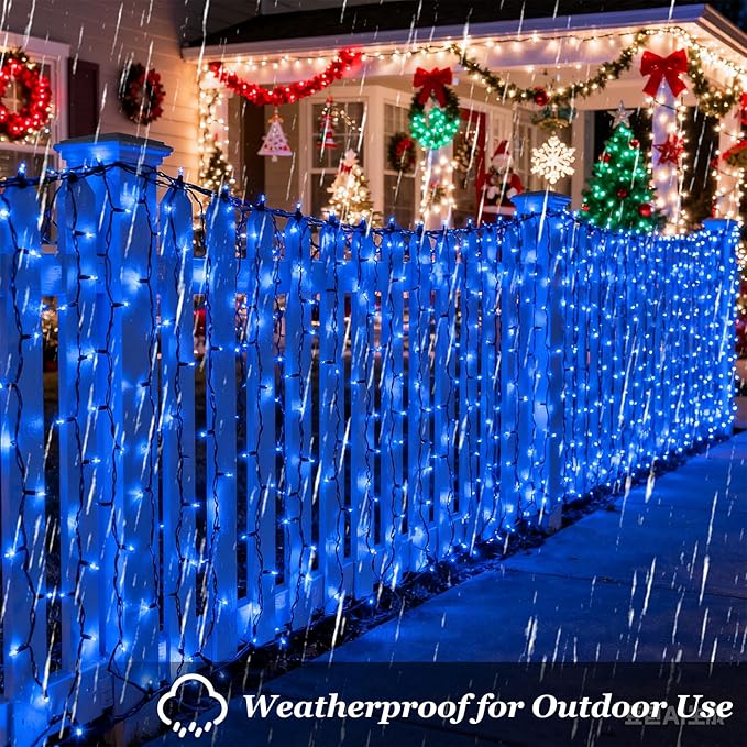1500 LED 470FT Blue Birthday Party Decorations String Lights with 12 Modes Timer Dimmable, Waterproof Twinkle Christmas Lights Outdoor, Plug in Fairy Lights for Wedding, Ocean Party, Xmas Decor