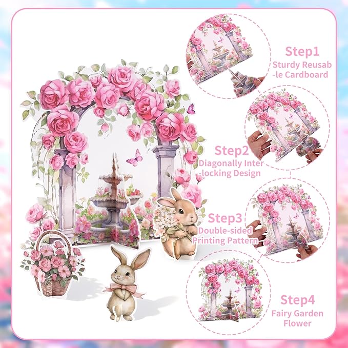 SUNBEAUTY Fairy Birthday Party Decorations Fairy First Centerpieces for Tables 3D Fairies Honeycomb Centerpieces with Rabbits Enchanted Party Table Topper for Spring Garden Woodland Forest Birthday