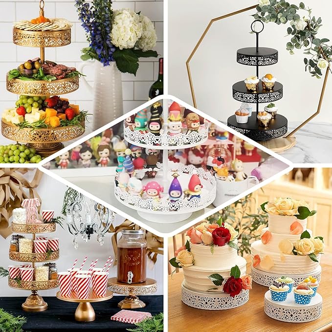 Efavormart 23" Tall 3-Tier Blush/Rose Gold Metal Reversible Cupcake Stand, Dessert Holder, Display Serving Tray