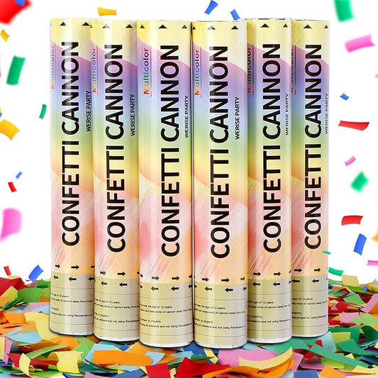 Confetti Poppers Biodegradable Confetti Cannon, 6 Pack WERISE Party Poppers Multicolor Confetti Shooters for Birthday, Wedding, Parties, Valentines Day, Easter and Graduation 12 Inch