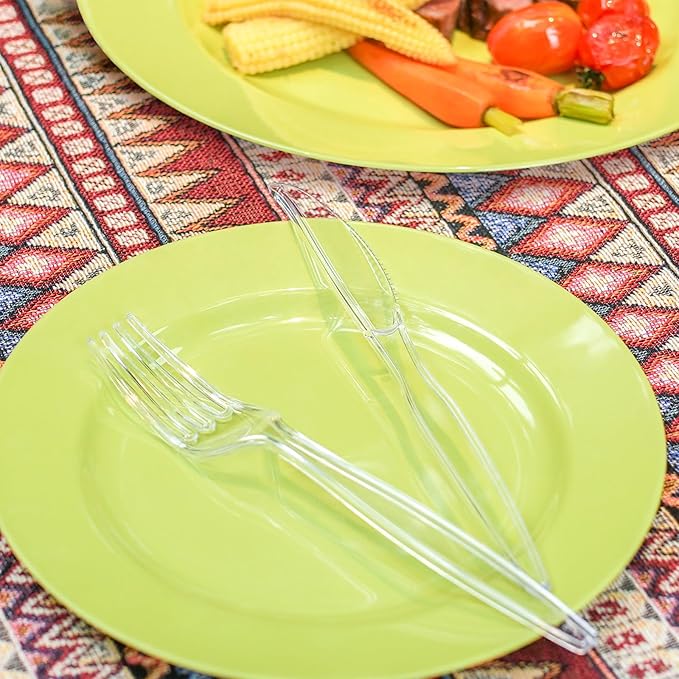 Heavy Duty Plastic Silverware - Clear Utensils Disposable Cutlery Set Pack of 90-30 Forks 30 Spoons 30 Knives