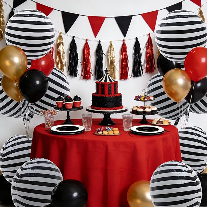 TONIFUL 30Pcs 18 Inch Round Balloons Large Black White Round Shape Foil Balloons Big Black White Round Helium Mylar Balloons for Birthday Wedding Baby Shower Anniversary Engagement Party Decor Supp