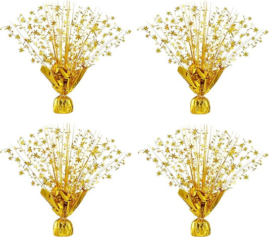 4 Pack Metallic Foil Spray Centerpiece Stars for Wedding, Birthday, Anniversary, Christmas Table Decor, Holiday Festival Baby Shower Graduation Mantle Party Decorations (Gold)