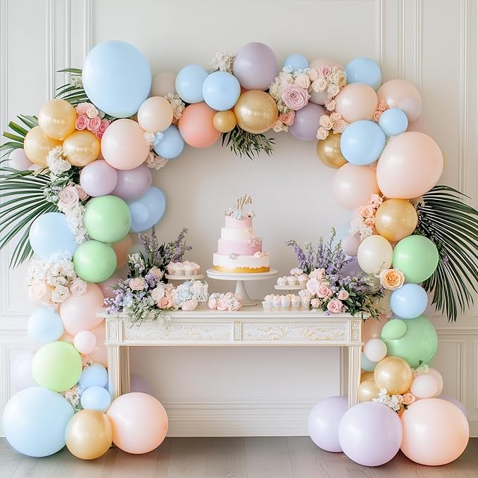 RUBFAC 87pcs Pastel Blue Balloons Different Sizes 18 12 10 5 Inches for Garland Arch, Premium Blue Latex Balloons for Birthday Wedding Baby Shower Bridal Shower Party Decorations