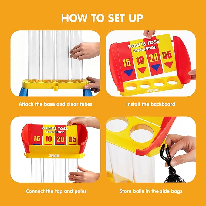 JOYIN 4-in-a-Row Floor Giant Game – Toss & Score Game for Kids 3+, Indoor & Outdoor Yard Games, Portable Party Game for Home, Lawn, Beach & Camping Essentials