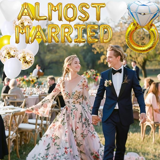 Wedding Rehearsal Dinner Decorations, Almost Married Balloons Backdrop, Wedding Rehearsal Decorations, Engagement Bridal Shower Bachelorette Party Decor Supplies Favors