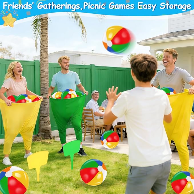 Granny Pants Yard Game, Granny Pants Outdoor Party Game with 2 Pants 10 Bouncy Balls, 2 Ground Stakes and 1 Storage Bag for Team Relay, Family Birthday Party Gift, School Carnival Activities