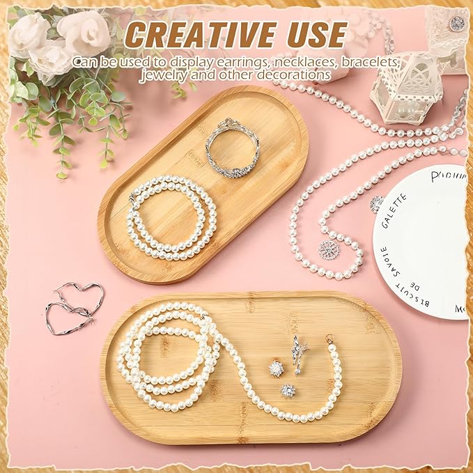 Geetery 12 Pcs Wood Serving Trays 10 and 12 Inch Charcuterie Boards Oval Wooden Plates Serving Platter Cheese Dinner Plates Bulk for Dessert Snack Bread Fruit Appetizer Dishes(Bamboo Wood)