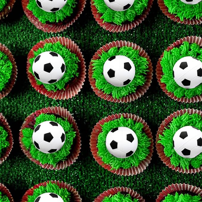 24Pcs Soccer Ball Cupcake Toppers Foam Football Cupcake Food Picks for Sport Balls Theme Baby Shower Wedding Birthday Party Cake Decorations Supplies