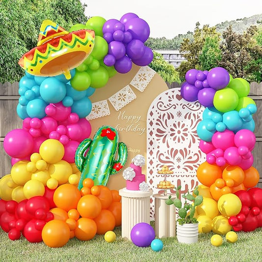 Mexican Fiesta Party Decorations Fiesta Balloon Arch Colorful Mexican Themed Balloons Garland Kit with Cactus Llama Foil Balloons Loteria Cinco De Mayo Party Decor Taco Bar Mexican Birthday Supplies