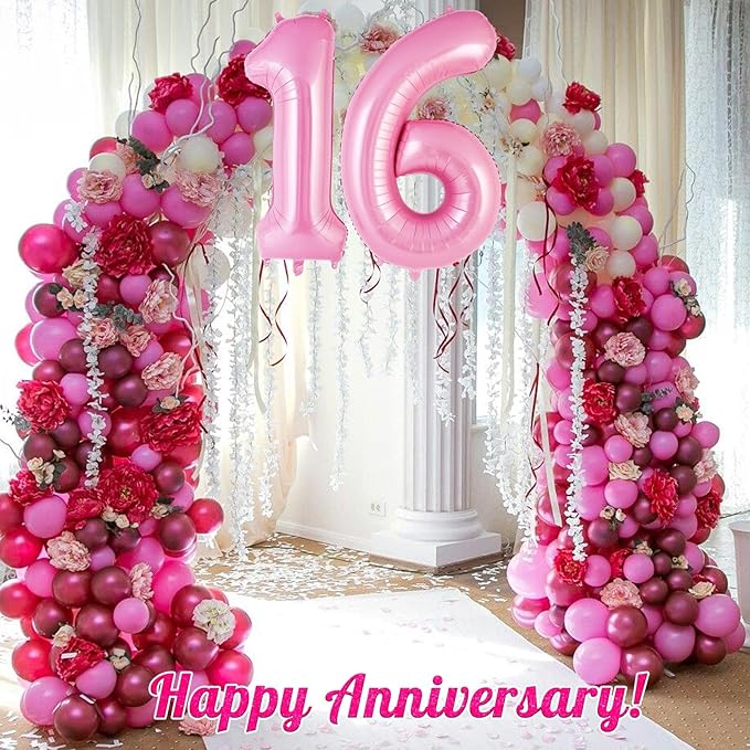 Pink Number 6 Balloon 40 Inch, Big Large Foil Helium Number Balloons, Jumbo Giant Mylar Number 6 Balloons for 6 Year Old Birthday Party Decorations Supplies Anniversary Celebration