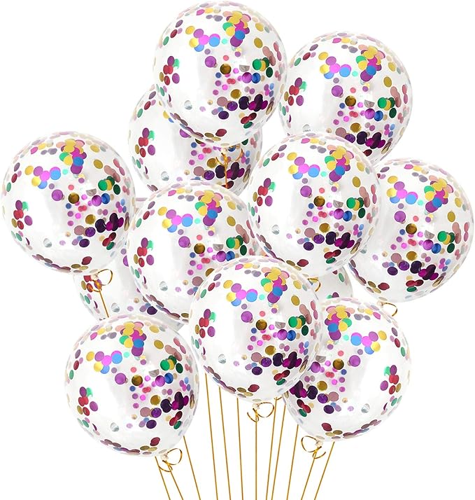 Confetti Balloons 40pack, 12inch Transparent Party Balloons with Colorful Confetti for Graduation Party Wedding Baby Shower Birthday Carnival Party Decoration Supplies…