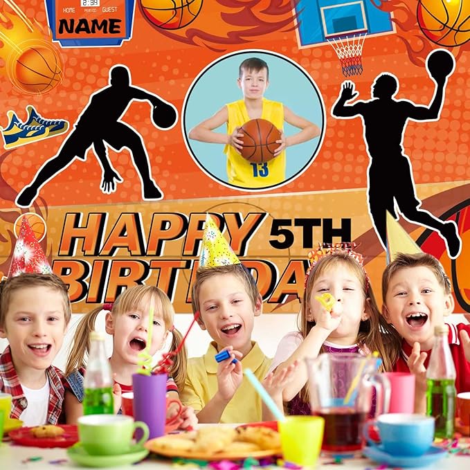 Custom Basketball Sports Happy Birthday Party Decorations Supplies Personalized Basketball Sports Birthday Backdrop Banner(4x6ft)