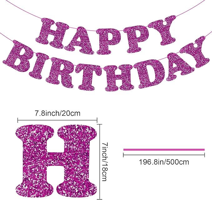 Purple Happy Birthday Banner Birthday Party Decorations Happy Birthday Banner Bunting Garland Sign for Kids Boys Girls Adults Birthday Baby Shower Celebration Party Backdrops Supplies