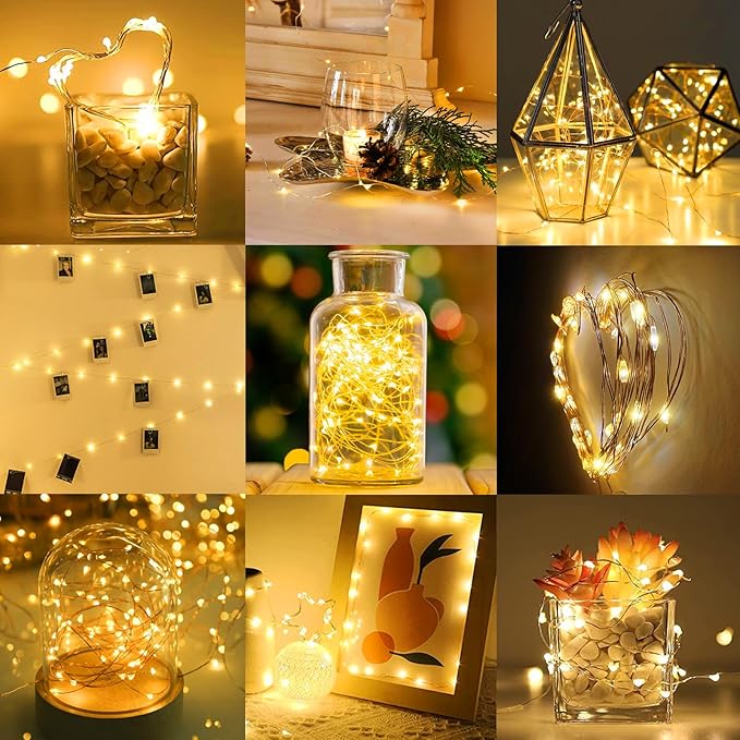 12 Pack Fairy Lights Battery Operated, 7ft 20 Mini LED Fairy Lights Silver Wire Twinkle Lights for DIY, Parties, Wedding, Bedroom, Christmas Decoration (Warm White)