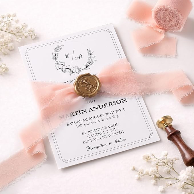 DORIS HOME Blush Pink Chiffon Ribbon for Flower Bouquet, 1" x21Yd Fabric Ribbon for Gift Wrapping, Handmade Frayed Ribbon for Wedding Invitations/Christmas Decorations