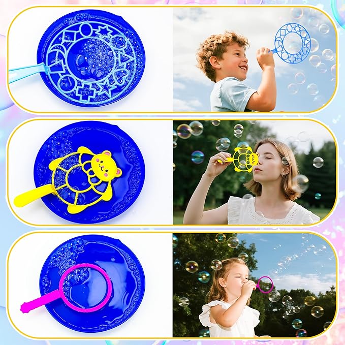 Big Bubble Wands Set,6 PCS Large Bubbles Maker Wand Set with Tray,Bubble Making Toys for Kids Summer Outdoor Birthday Party Favors