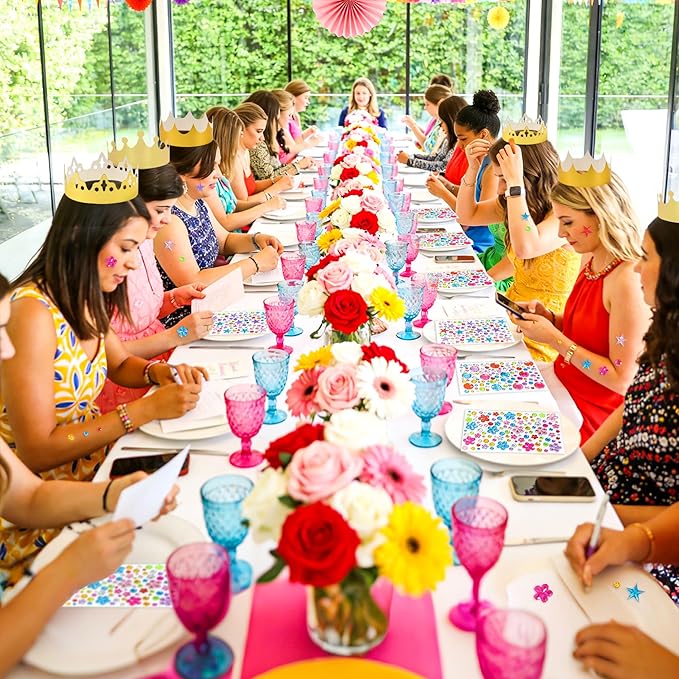 Thirty and Thirsty Gold Paper Crowns Princess DIY Birthday Party Crown Hats with Gem Stickers Fancy Birthday Craft to Decorate School Classroom Prince Princess Party Supplies Favors