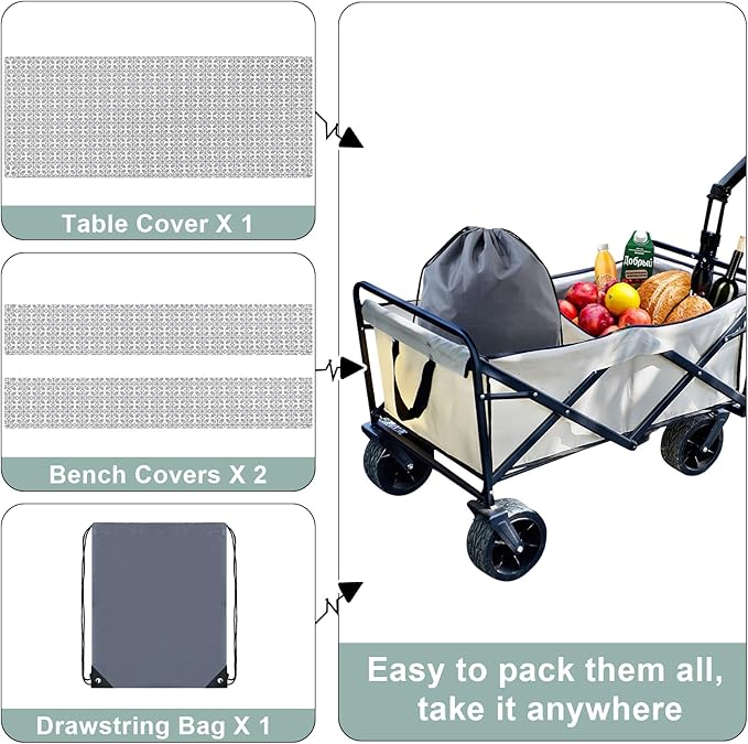 misaya Picnic Table Cover with Bench Cover, Waterproof Elastic Fitted Tablecloth for 5 Foot Tables, Rectangle Washable Polyester Tablecloths for Picnic, Camping, Outdoor (Grey, 30" x 60")