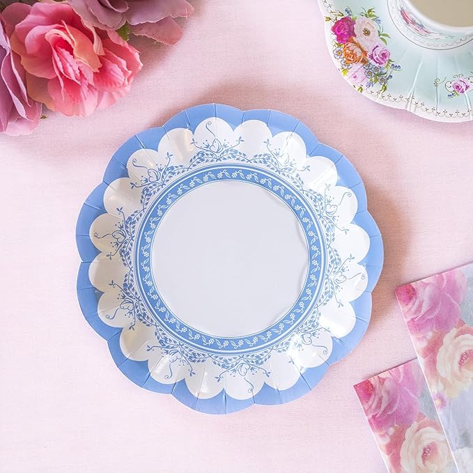 Talking Tables Pretty Floral Paper Plates | Mother's Day Afternoon Tea Party Decorations Truly Scrumptious Disposable Dishes For Birthday Baby Shower, Bridal Wedding, Made UK, Pretty, Pack of 24