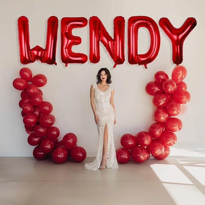 AULE red Letter Balloons M 40Inch Large Giant big Foil Mylar red M Balloon for Birthday Aniversary Party Decorations