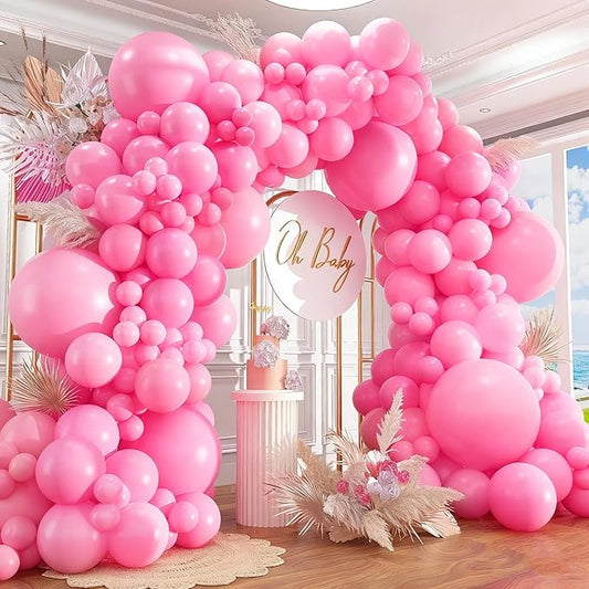 412pcs Pink Balloon Arch Kit 18 12 10 5 Inch Different Sizes pink balloon arch for Valentine's Day Birthday Baby Shower Gender Reveal Wedding Party Decorations