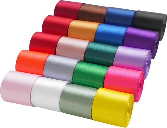 LIUYAXI Rainbow Satin Ribbon, 1-1/2 Inch x 20 Rolls Total 100 Yards, Colorful Ribbon Perfect for Gift Wrapping, Flower Bouquets, Hair Bows Making, Wedding Decor, Christmas