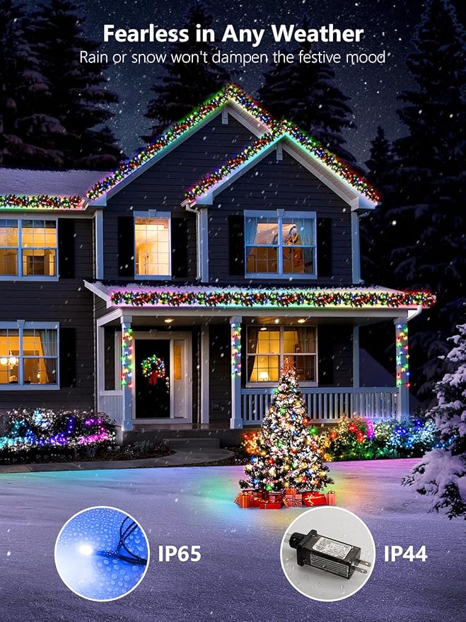 1000 LED Color Changing Christmas String Lights, 328FT Warm White Multicolor Outdoor Fairy Lights with Remote, Timer, Memory, 8 Modes, Waterproof Christmas Tree Lights for Bedroom Patio Party