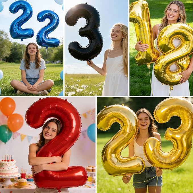 40 inch Number Balloon 0-9 Gold Large Number 4 Balloons,Digital Balloons for Birthday Party Celebration Decorations Supplies, Helium Foil Number Balloons for Wedding Anniversary