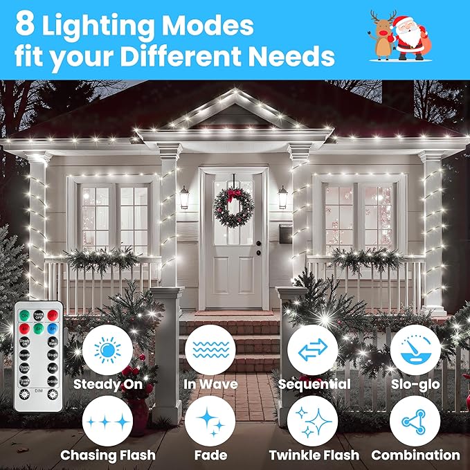 Larkvue 492FT 1500 LEDs String Lights with Remote, Dimmable 8 Modes Timer & Memory Function Fairy Rope Light for Christmas Tree Indoor Decor-Cool White