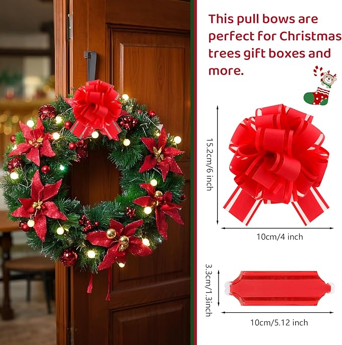 12 Red Gift Bow Pull Bows for Gift Warpping Christmas Warp Ribbon Bow Party Birthday Wedding Solid Bows for Bikes Anniversary Boxes Flower Decorations Valentine's Day (Red-E)