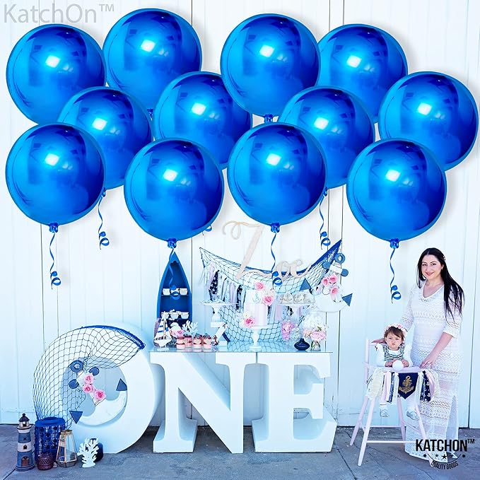 KatchOn, Royal Blue Balloons - 22 Inch, Pack of 12 | Large Metallic Blue Balloons for Royal Blue Graduation Decorations, Retirement Party Decorations | Fathers Day Decorations, Birthday Decor