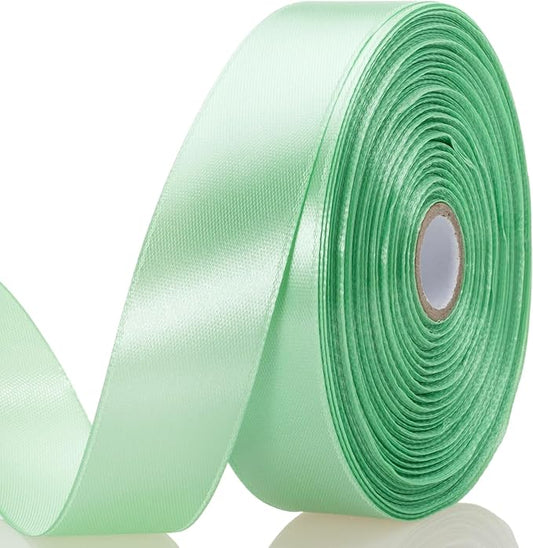 YASEO 1 Inch Mint Green Solid Satin Ribbon, 50 Yards Craft Fabric Ribbon for Gift Wrapping Floral Bouquets Wedding Party Decoration
