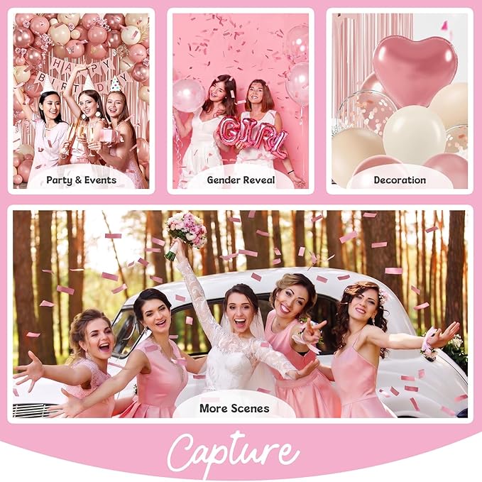 1.2LBS Confetti, Rose Pink Biodegradable Confetti - Rectangular Fluttering Tissue Paper Confetti for Gender Reveal and Launcher use – Parties, Concerts and Weddings for Events