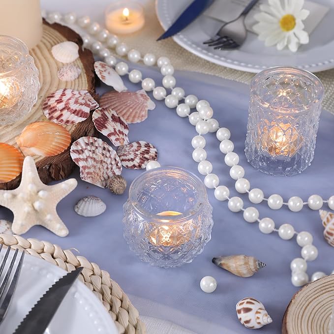 DARJEN Clear Votive Candle Holders Set of 36- Round Glass Candle Holders Bulk for Tea Light Candle, Embossed Candle Votives for Wedding Centerpiece, Various Parties & Home Decor (Pack of 4)