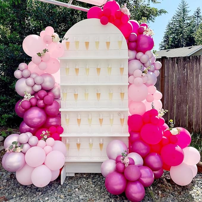 COKAOBE Pink Balloons Garlands Arch Kit, 124pcs Hot Pink Pastel Pink Metallic Magenta Latex Balloons for Wedding Engagement Princess Theme Birthday Bridal Shower Baby Shower Party Decorations