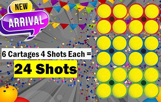 JA-RU Confetti Party Poppers Refills (6 Packs) 6 Refill Cartages 4 Shots Each. Multicolor Metallic for Confetti Gun, Party Favors. Birthday Parties & Party Supplies. Plus Sticker 956-6s