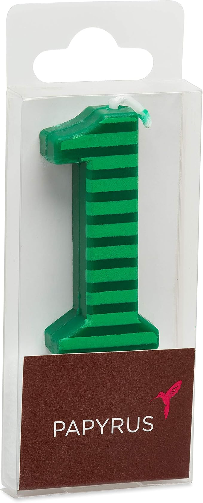 Papyrus Number 1 Birthday Candle, Green Stripes (1-Count)