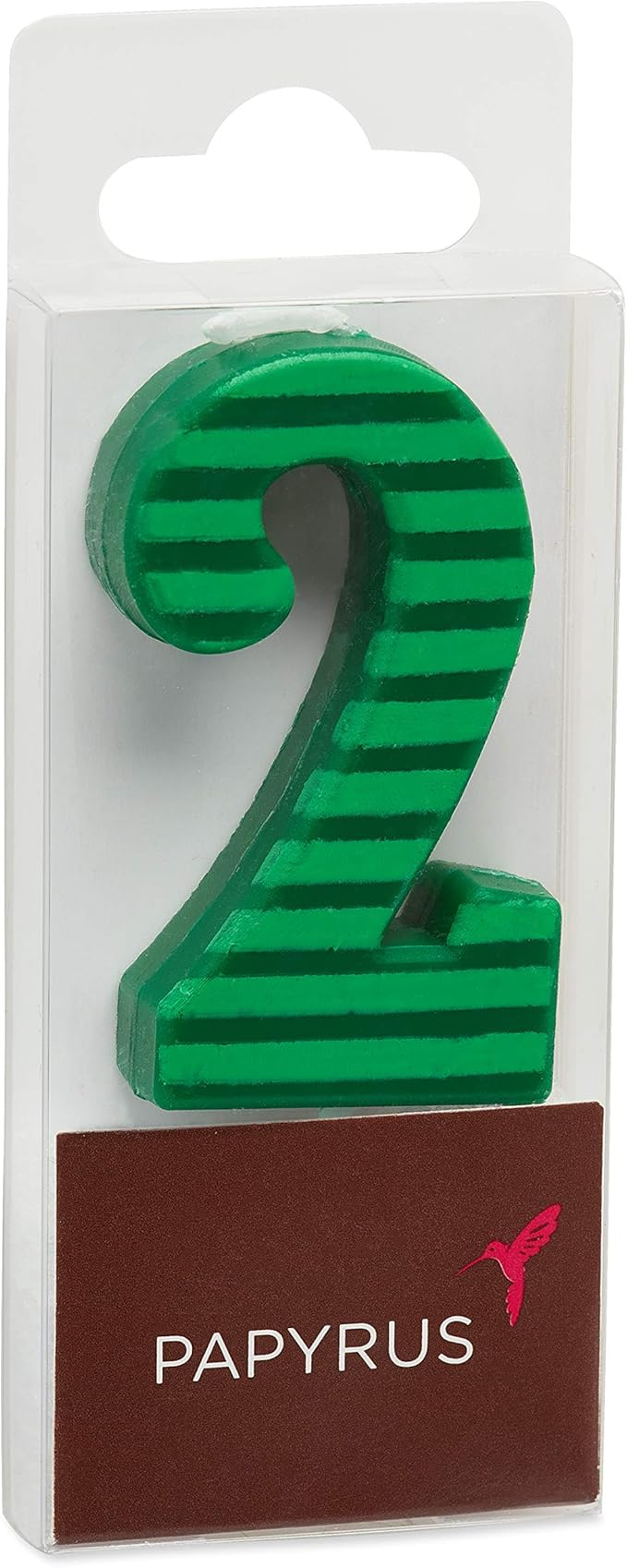 Papyrus Number Birthday Candles Pack, Green Stripes (10-Count)