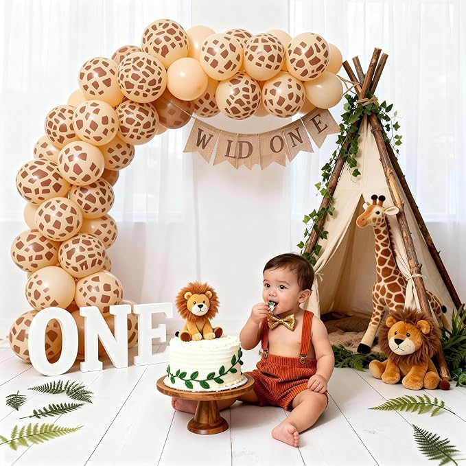 Giraffe Print Balloons Set, 12 Inch Safari Animal Deer Print Latex Balloons for Kids Two Wild One Birthday Decorations Baby Shower Forest Woodland Zoo Jungle Wildlife Theme Safari Party Decorations