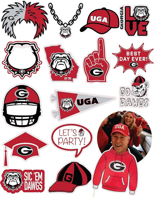 Georgia Bulldogs Photo Prop Kit 20 Piece Set for UGA Graduation, Birthdays, Football Game Day Party Supplies (Georgia Bulldogs)